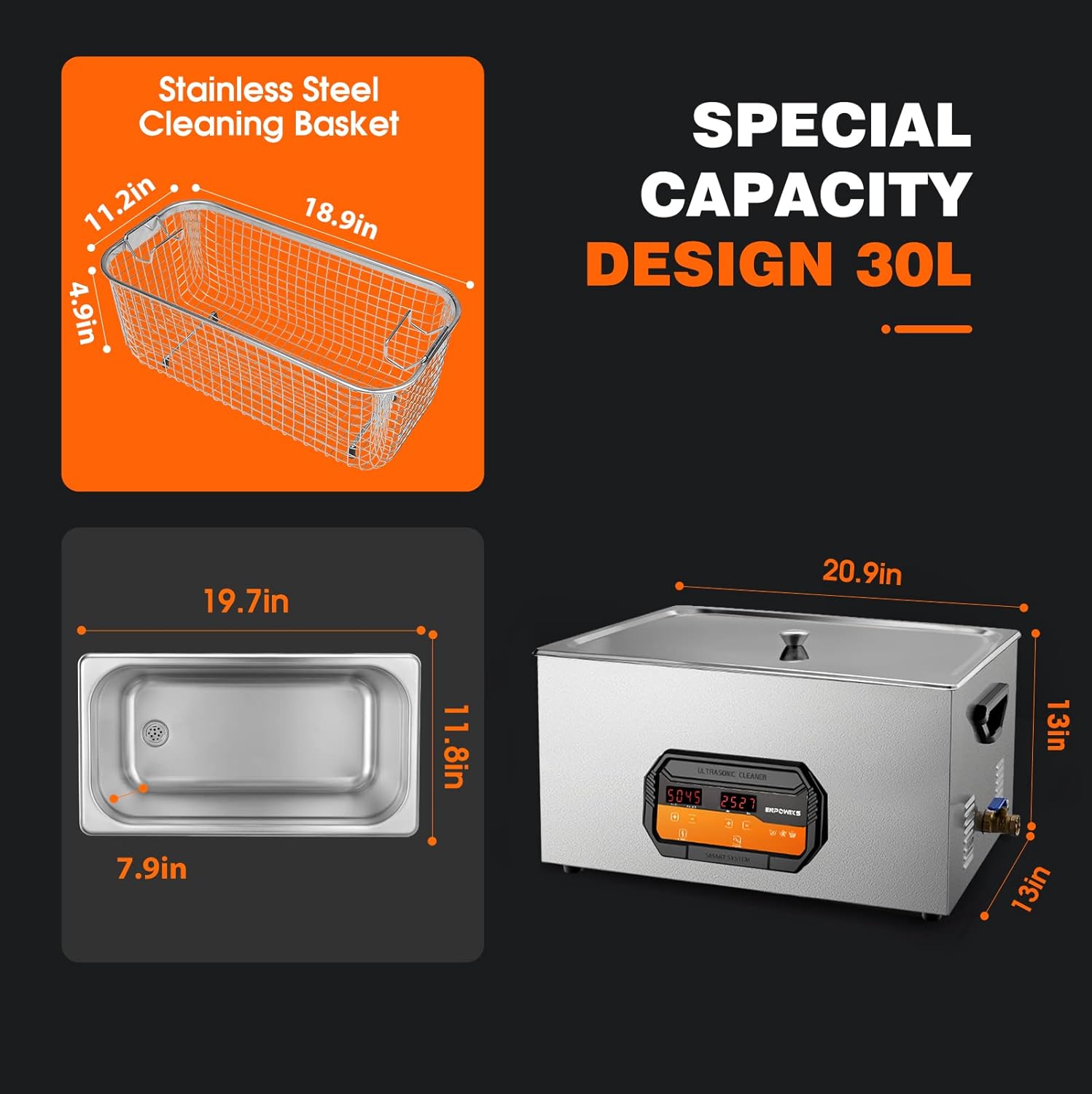 ACMESONIC 600W 40kHz Ultrasoni - Ultrasonic Cleaner 30L Industrial recension och pris