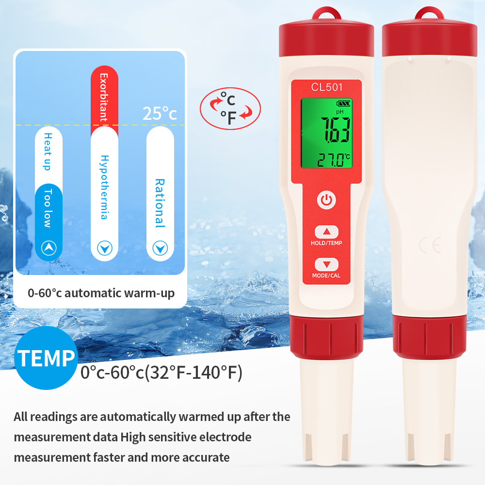 PH/CL2/H2/ORP/Temperature Mete - Ph Meter Digital Water Tester recension och pris