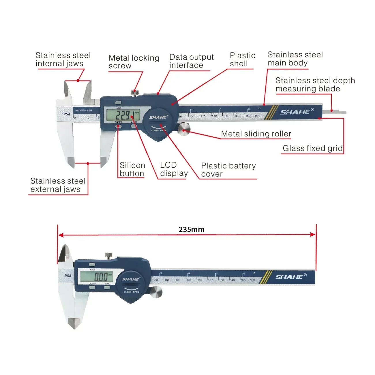 SHAHE Digital Caliper, 6 Inch/ - Digital Caliper 150Mm Stainless Steel recension och pris