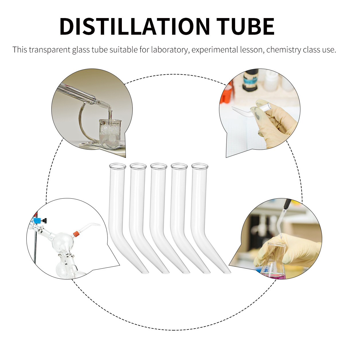 5Pcs Glass Distillation Tube T - Lab Equipment recension och pris