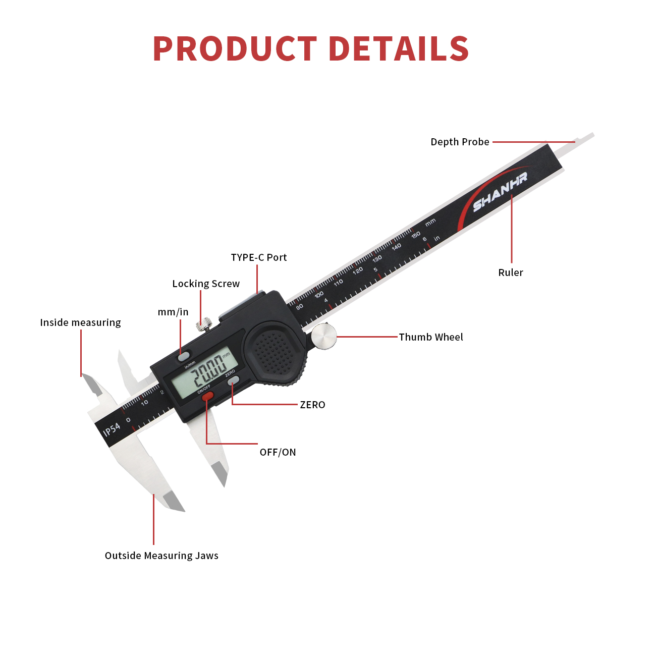 SHANHR IP54 Waterproof Digital - Digital Caliper 150Mm Stainless Steel recension och pris