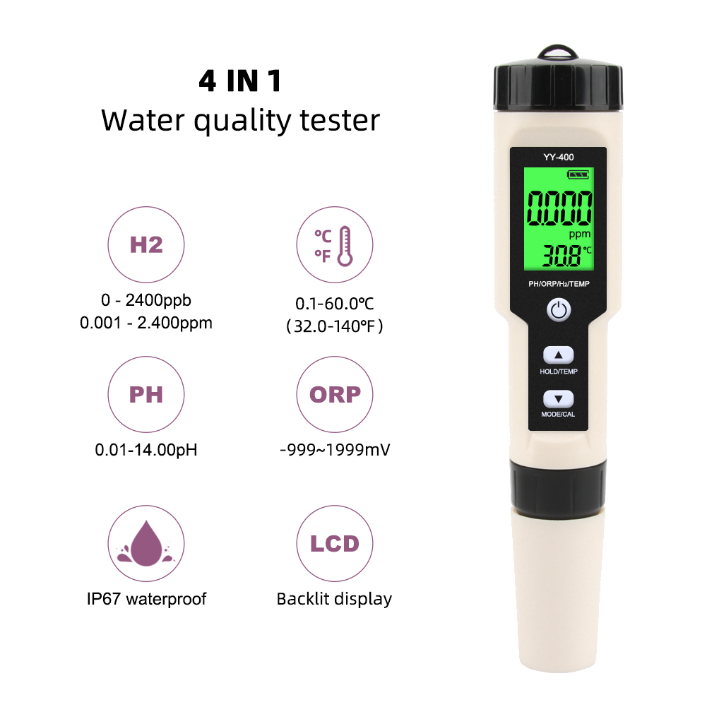 4 in 1 YY-400 PH/ORP/H2&TEM Me - Ph Meter Digital Water Tester recension och pris