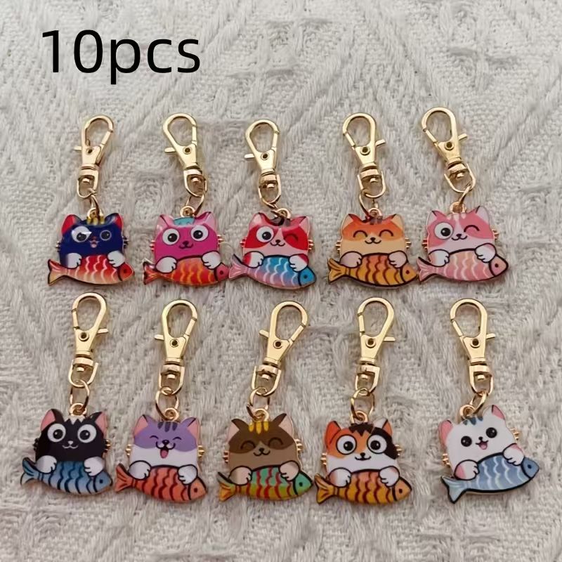 10pcs alloy printed cat keycha - Packaging recension och pris